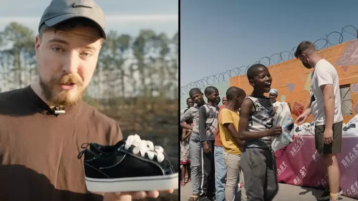 MrBeast gives 20,000 kids in Africa their first shoes.