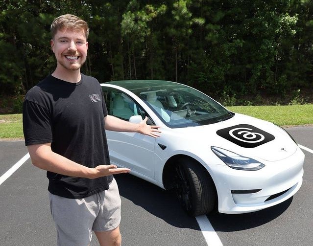 Accelerating the Thrill: MrBeast’s Tesla Car Giveaway Speeds to a Lucky Follower Within 48 Hours on Thread App