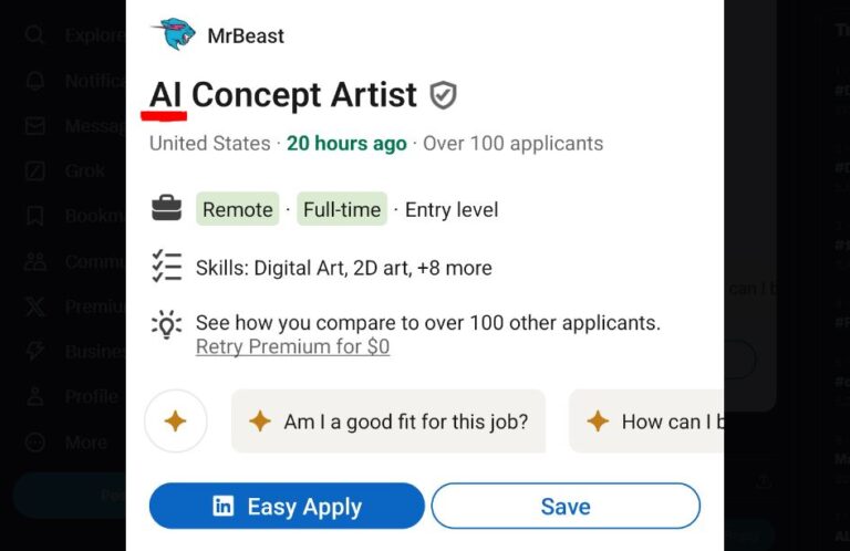 MrBeast's New AI Concept Artist Position Sparks Controversy